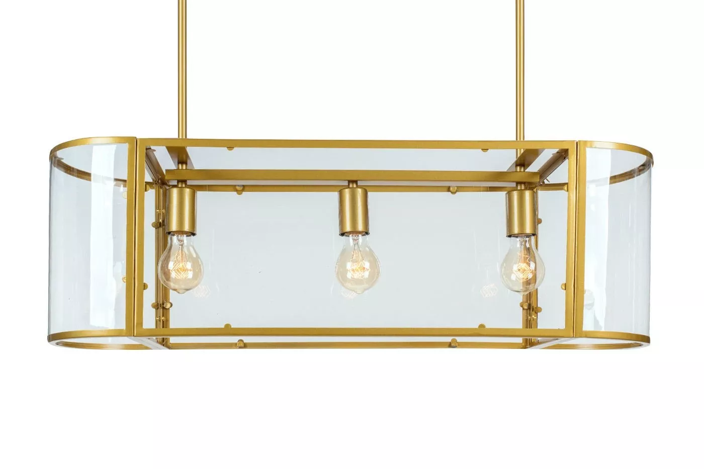 Nowoczesna Lampa Wisząca KOMPAS Przezroczyste Szkło Złoty 78 cm