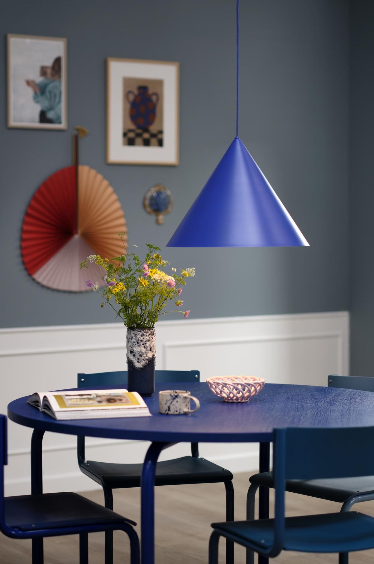 Frandsen hanglamp Benjamin - blauw - 46x46x35cm