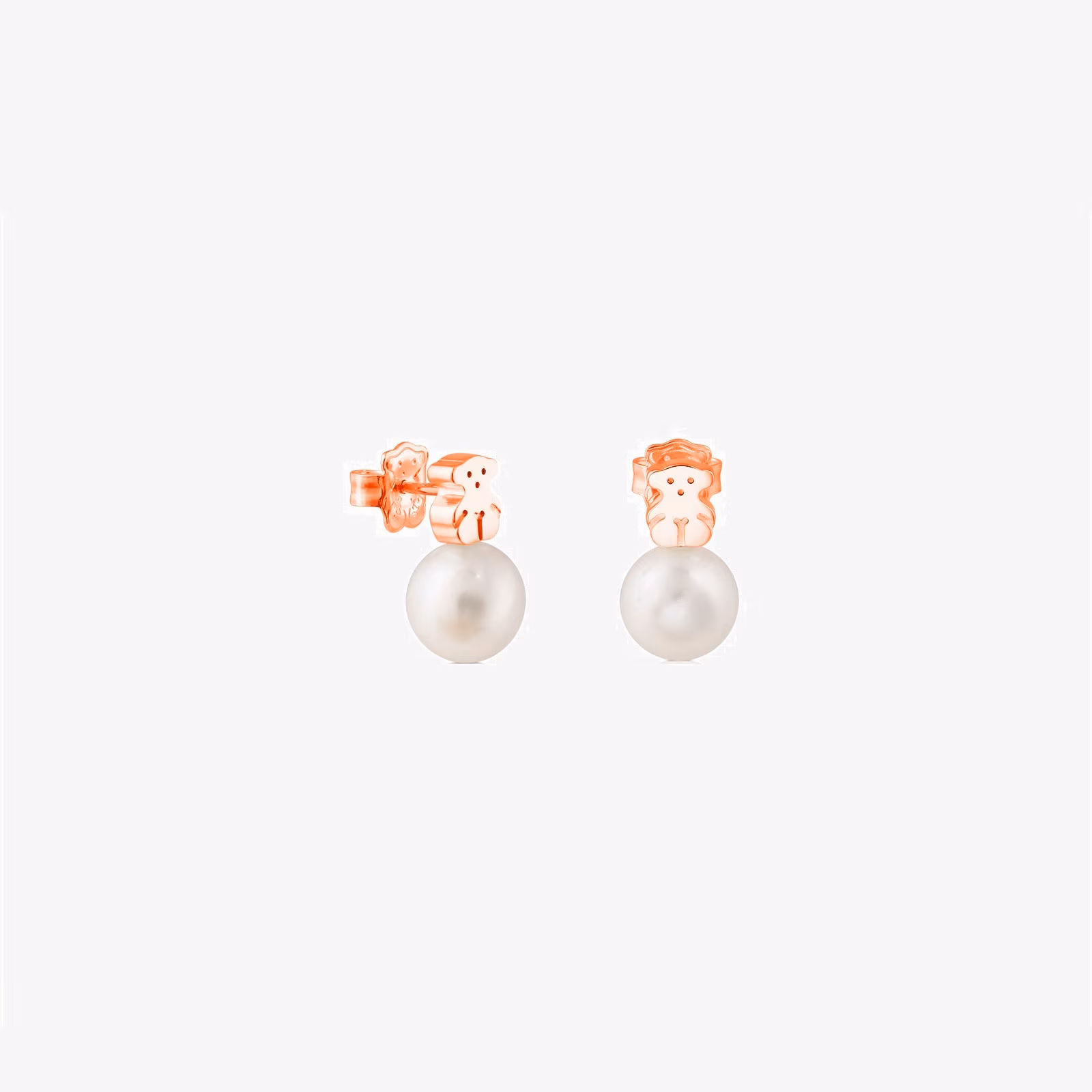 Pendientes con baño de oro rosa 18 kt sobre plata y perla cultivada Super Micro