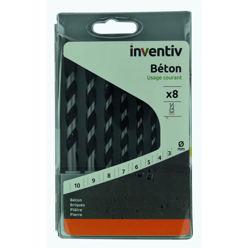 Set de foret pour béton Ø 3 - 10 mm 8 pièces INVENTIV