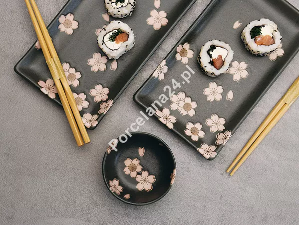 Zestaw do sushi dla 2 osób (4 el.) z pałeczkami Tokyo Design Studio - Sakura Black 33760