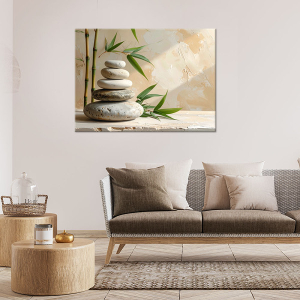 Obraz do salonu sypialni kuchni, Kamienie zen spa liście bambusa 30x20