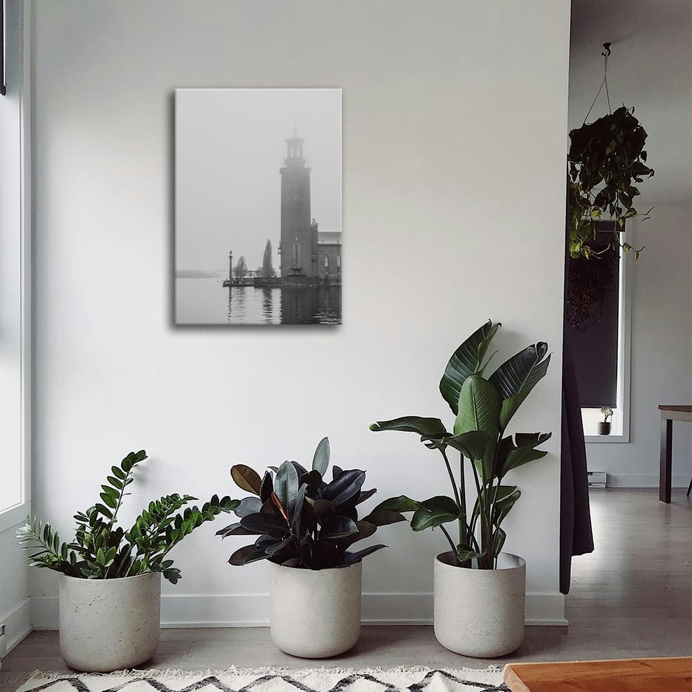 - Tableau impression sur toile clocher sur l'eau 60x90cm