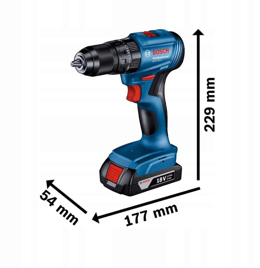 Dzisiejsza specjalna cena- Bosch Professional GSB 185-Li Wiertarka +2Ah +23bity 06019K3102