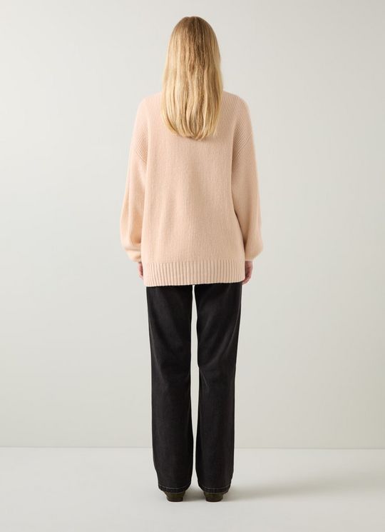 Frances Camel Longline Recycled Nylon Fisherman Rib Cardigan