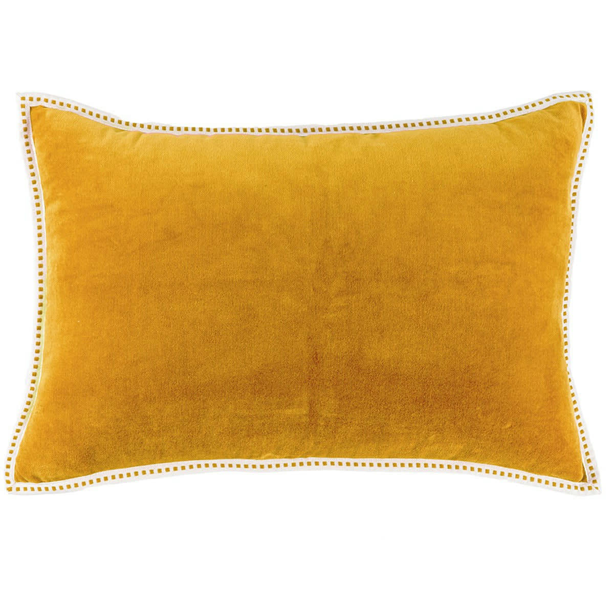 ERIN - Coussin velours de coton  60x40 jaune moutarde