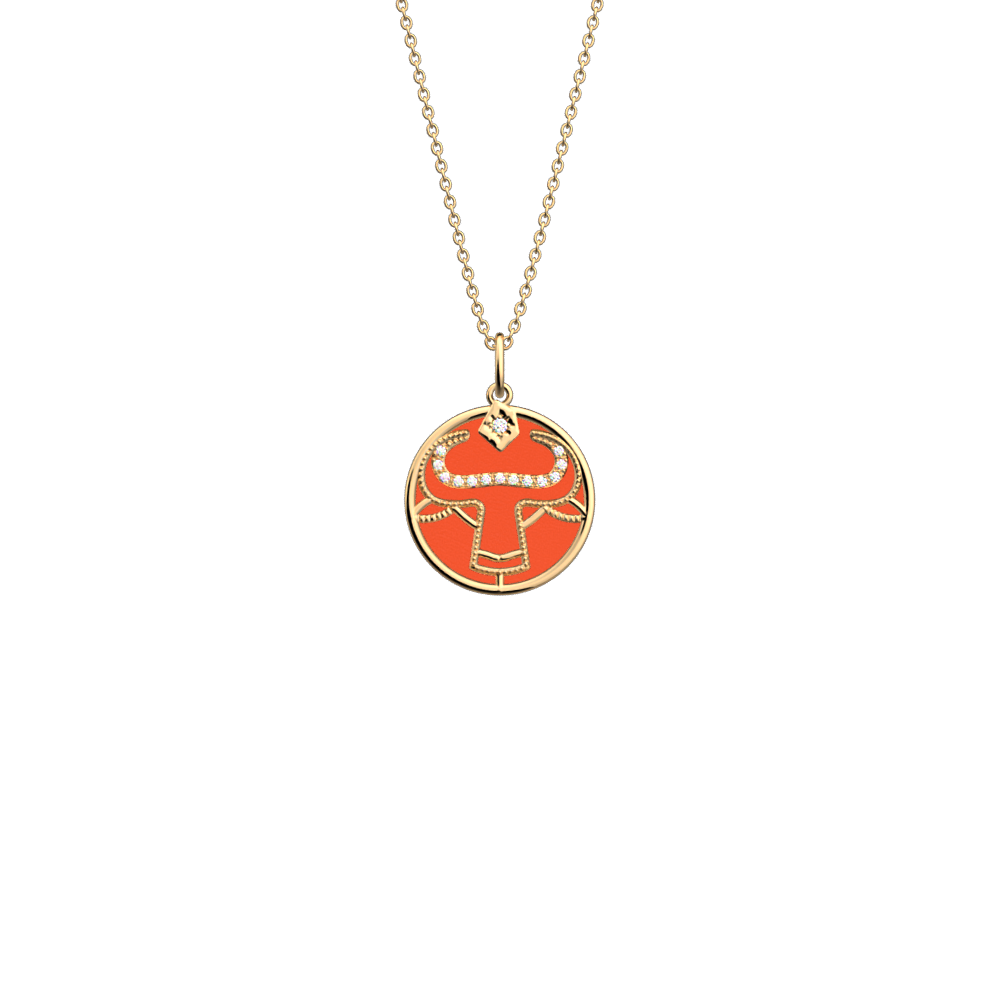 Collier Taureau, cuir réversible Cuivre / Mango