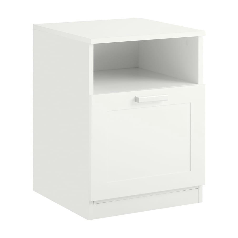 - Table de chevet effet bois blanc avec 1 compartiment et 1 tiroir