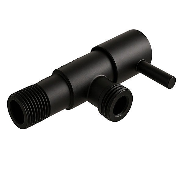 BALNEO - robinet d'angle à tête céramique 1/2 x 1/2 noir - robinet de coupure pour tuyaux d'eau en acier inoxydable