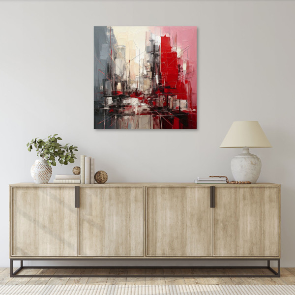 Feeby Obraz na płótnie, Miasto Abstrakcja Czerwony Architektura 30x30
