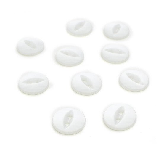 Hemline White Basic Fish Eye Button 8 Pack