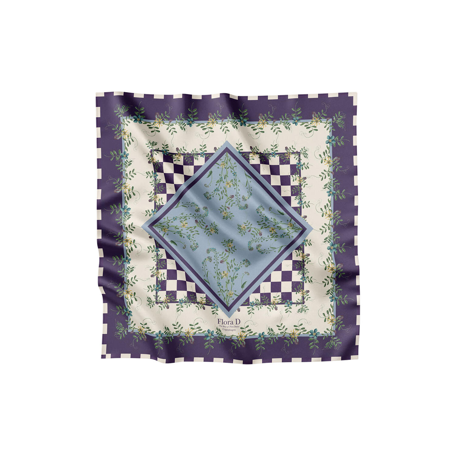 Purple Flower Dot Checker silketørkl&aelig;de