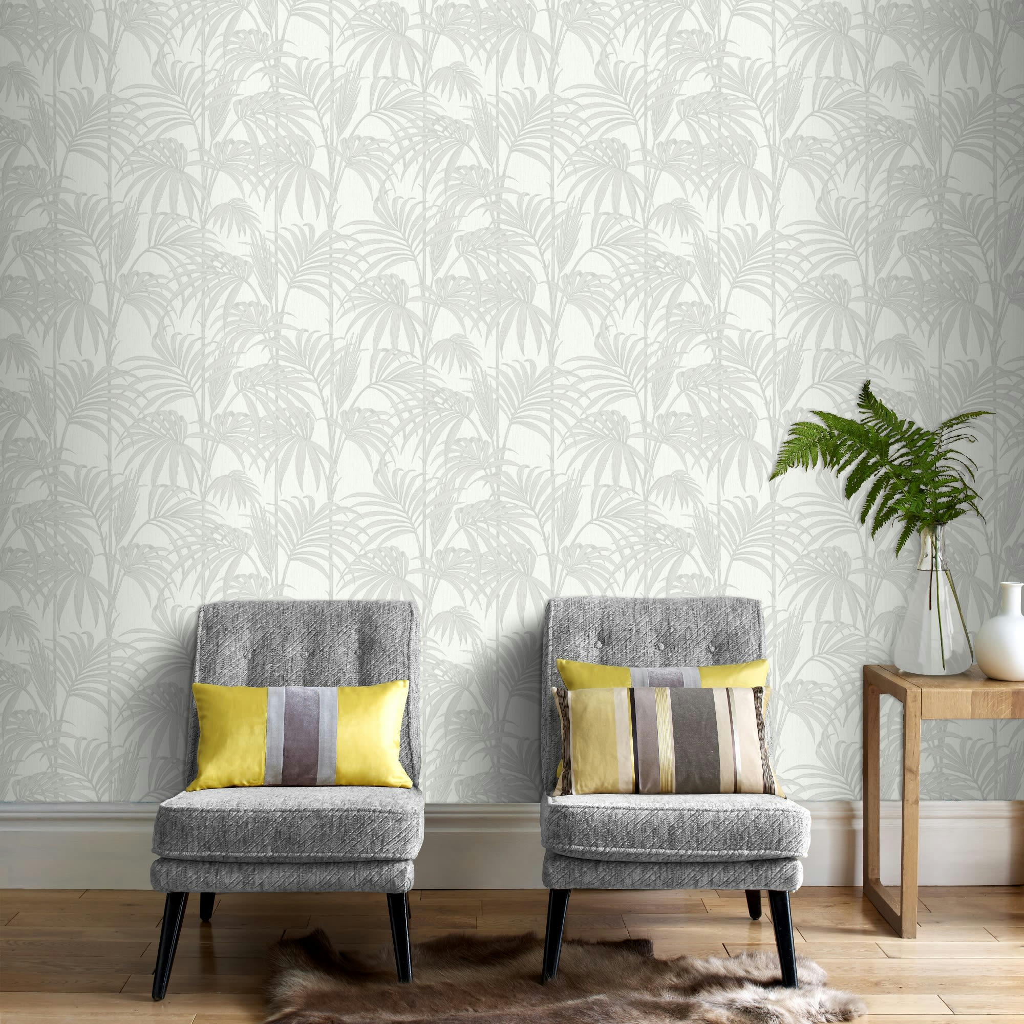 - Papier peint intissé Honolulu vinyle gris écru 1005x52cm