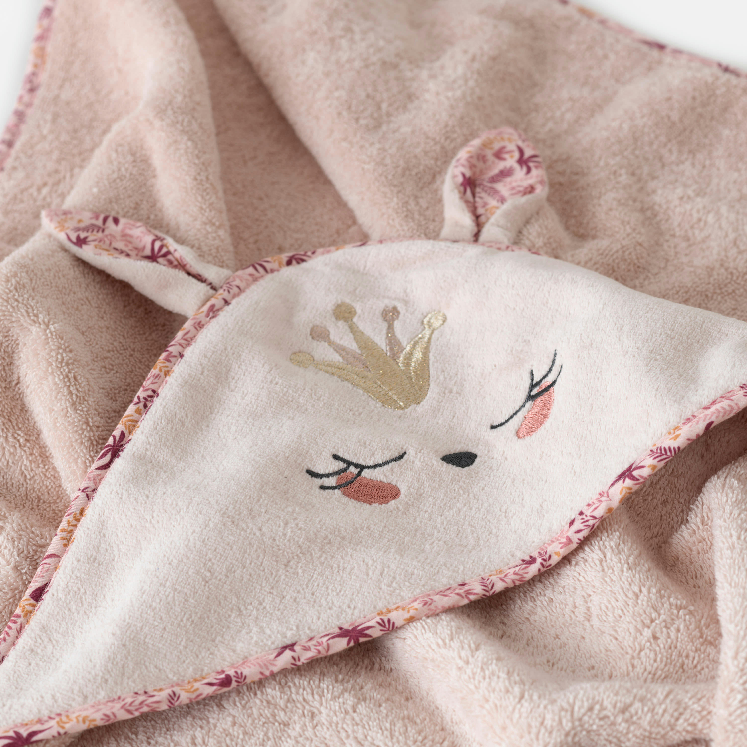 HAPPYFUL - Cape de bain Nude bouclette brodé beige 80 x 80 cm