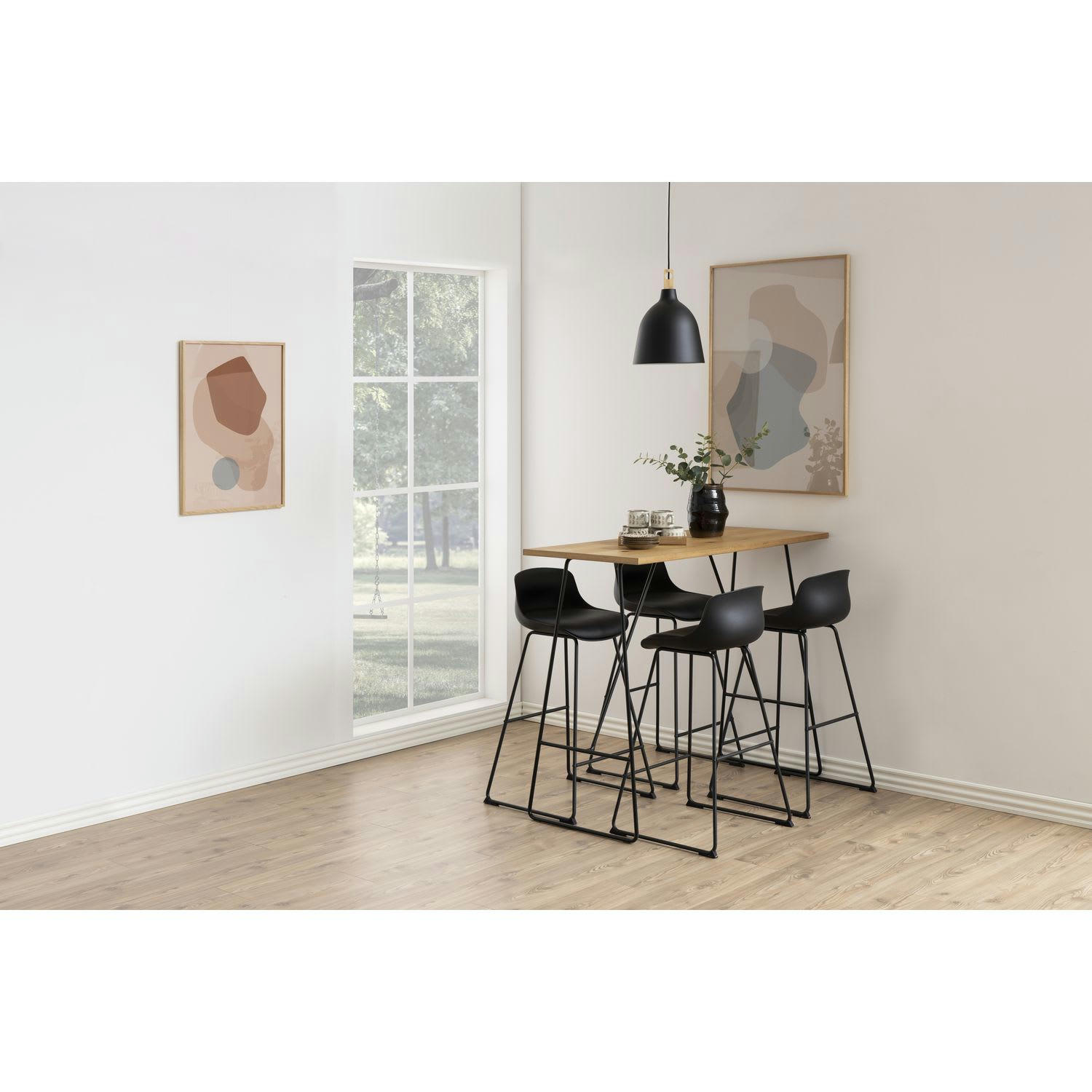 TÉNA - Lot de 2 tabourets de bar en polypropylène et métal noir