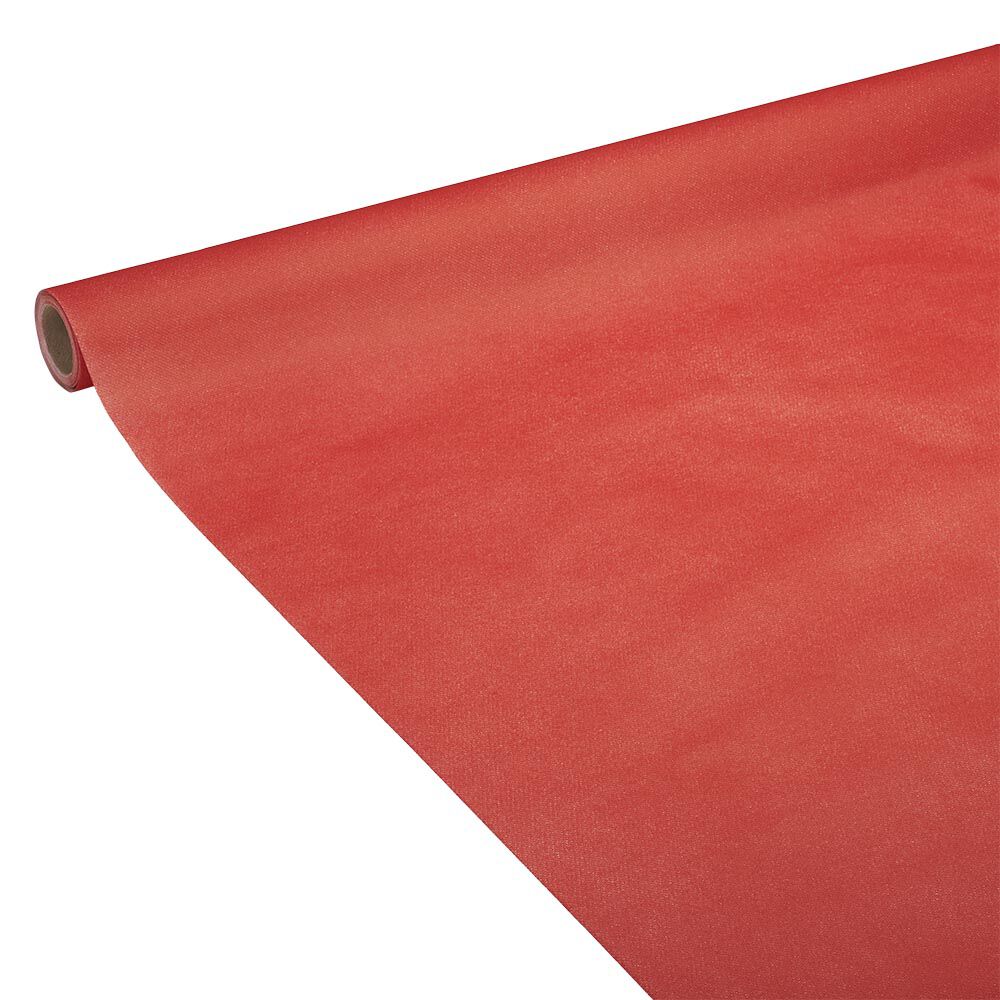 Nappe en papier voie sèche effet tissu rouge 4 m