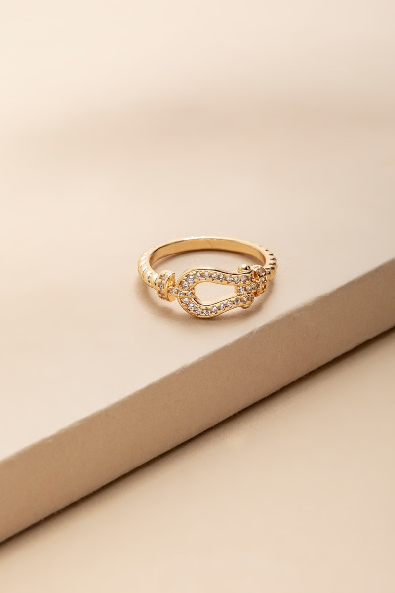 Aida Embossed Horsebit Ring