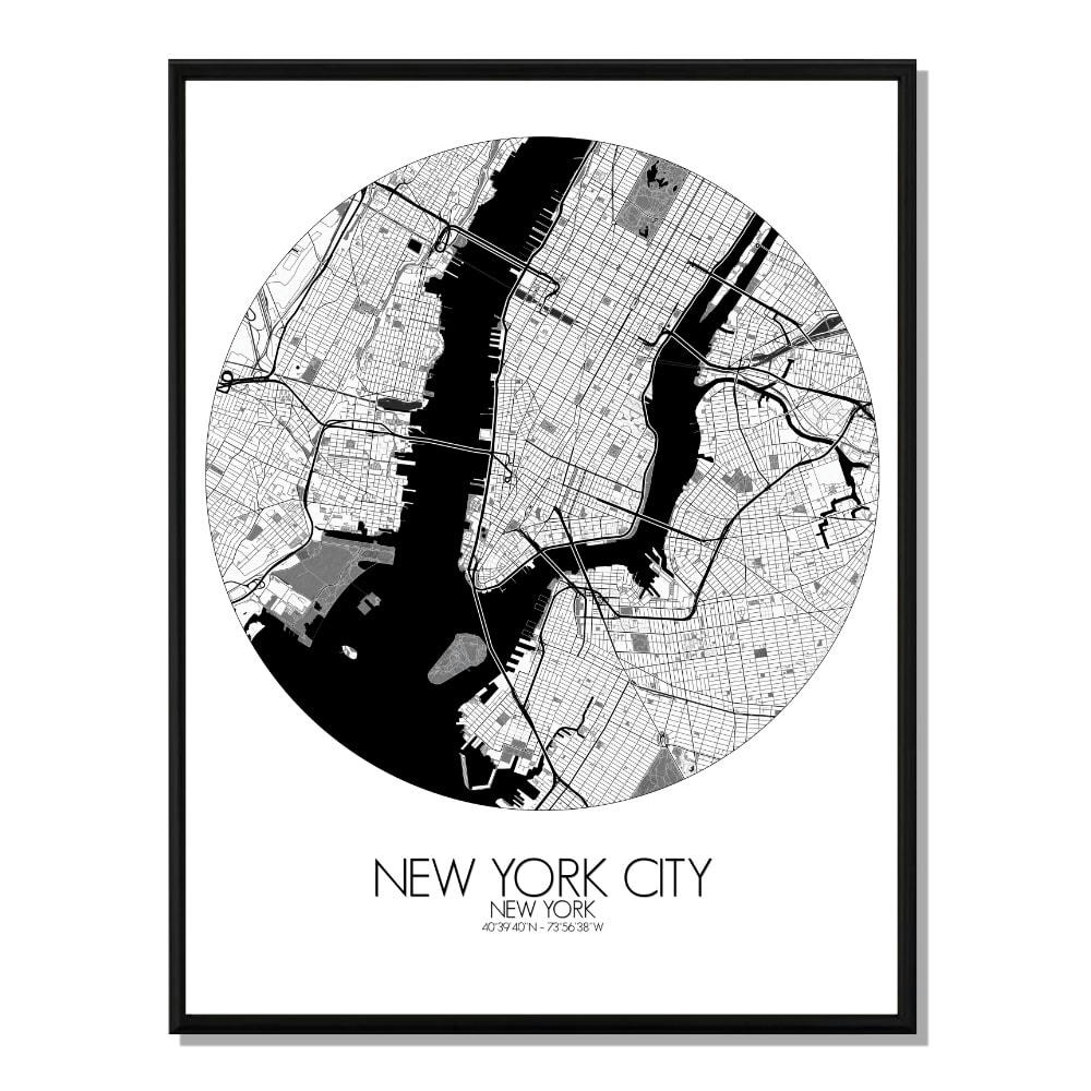 - Affiche New york Carte ronde 40x50