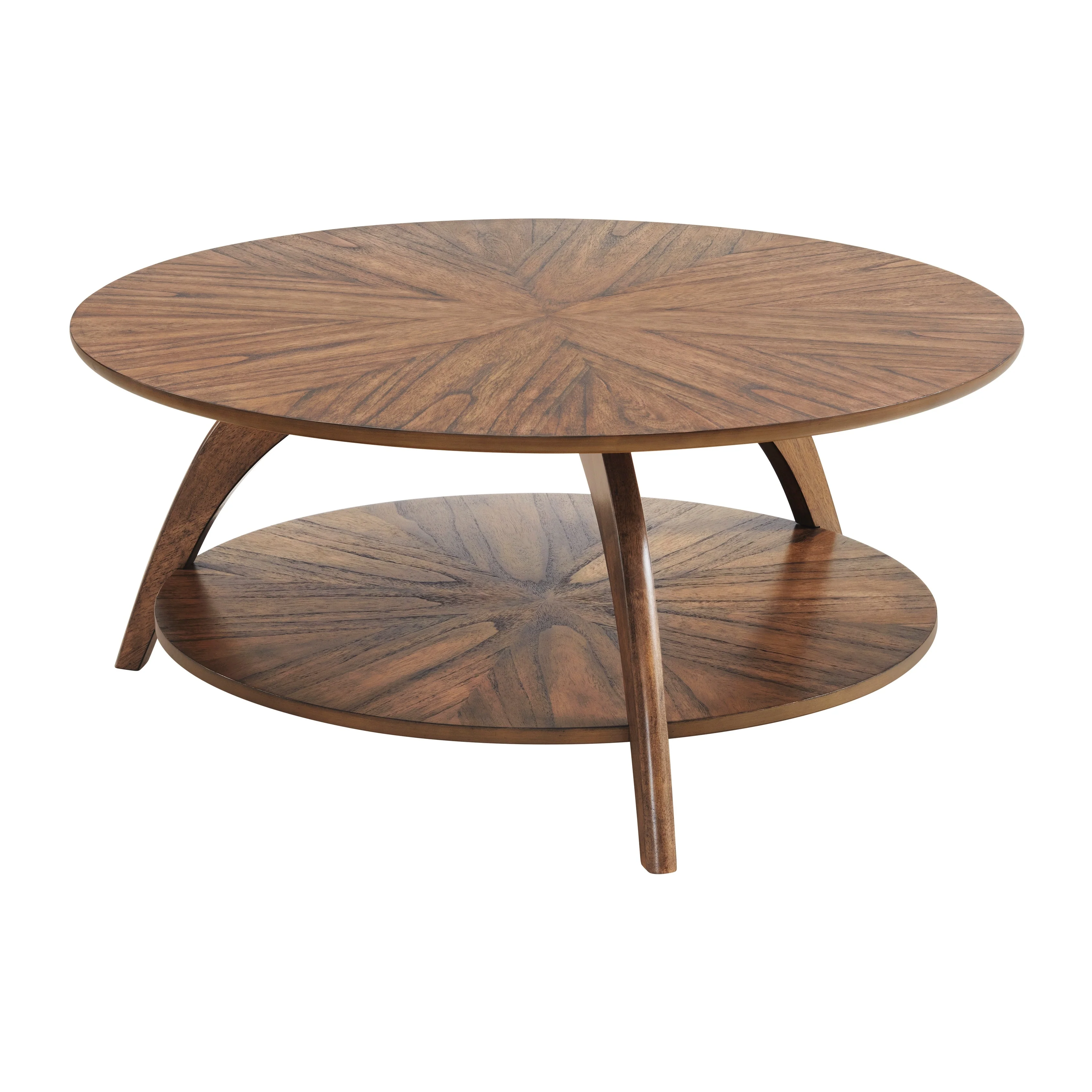 LAX Nutmeg Brown Wood Round Coffee Table with Storage