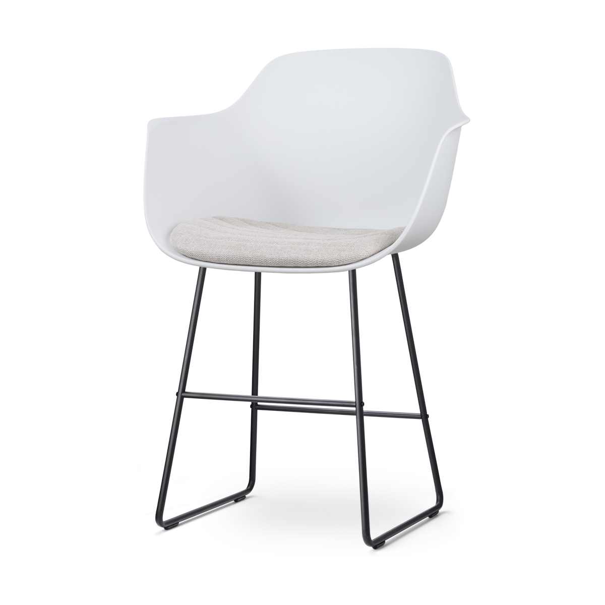 Nolon Nino-Liz Barkruk Wit - Beige Kussen - Zwart Onderstel - 65 cm