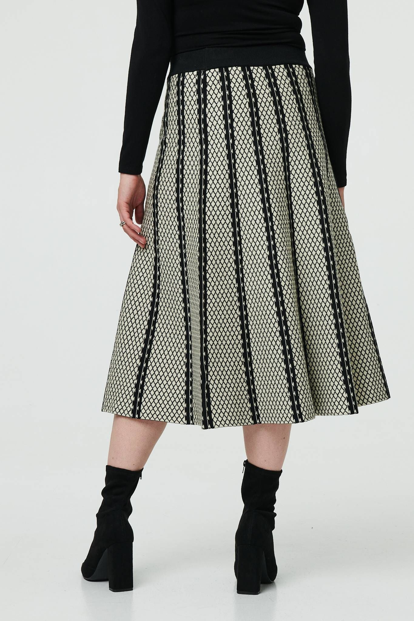 Izabel London Geo Print A-Line Pleated Midi Skirt