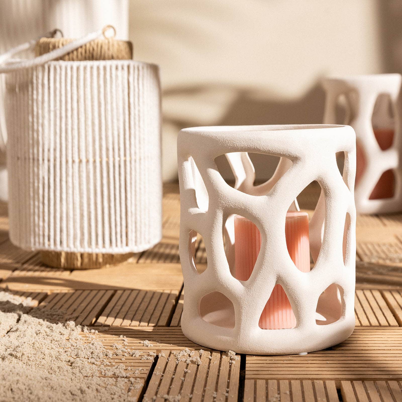 Laterne Beige, ⌀ 16 cm, H 250 mm