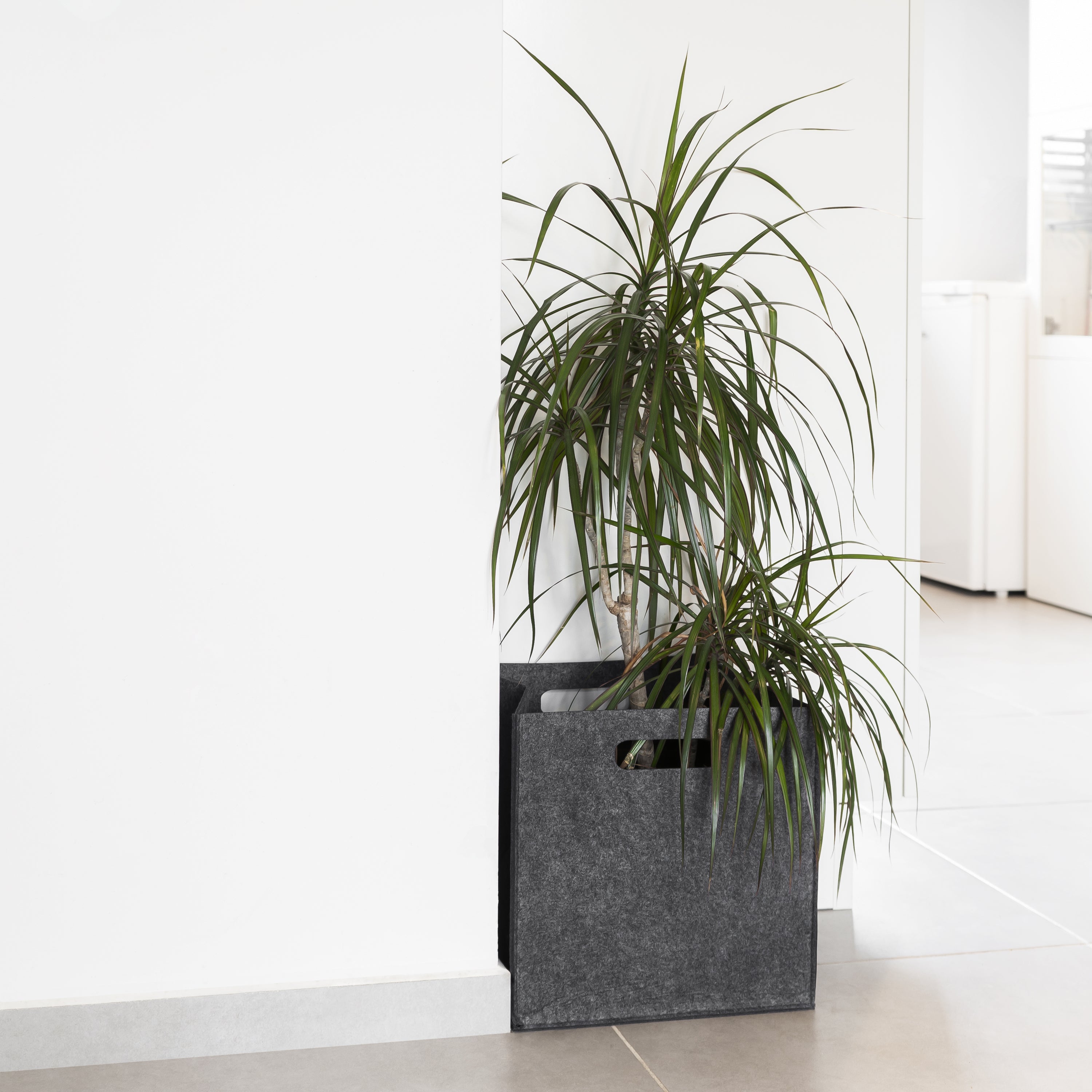 QUVIO Opbergbak vilt vierkant - Set van 2 - Grijs