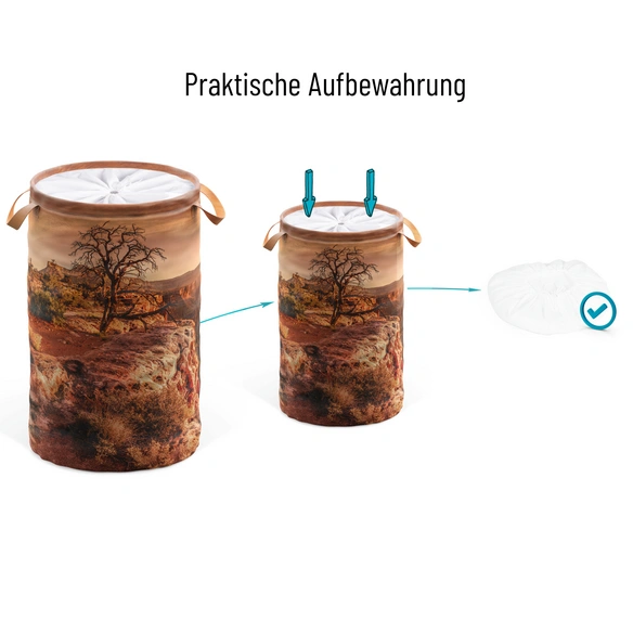 Wäschekorb, ∅xH: 37 x 55 cm, braun