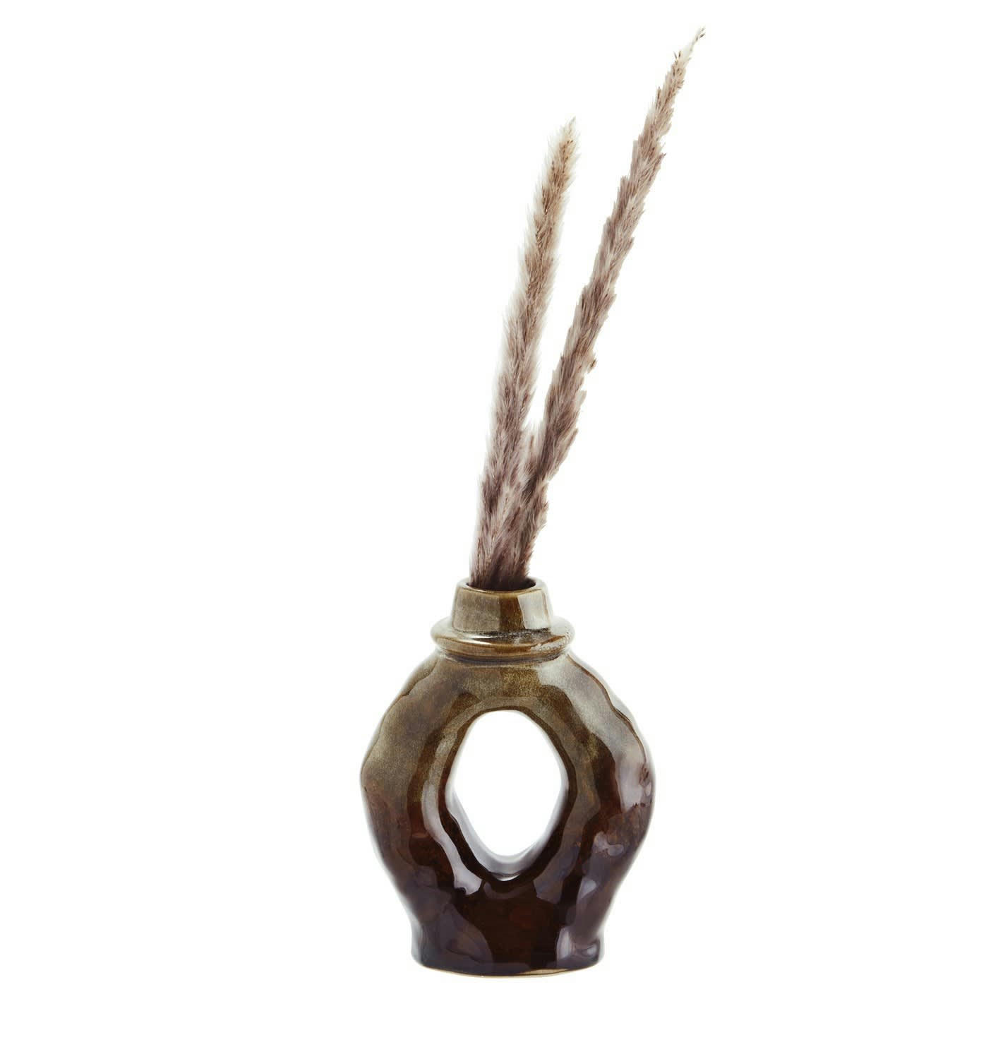 - Vase Grès Brun 6X11