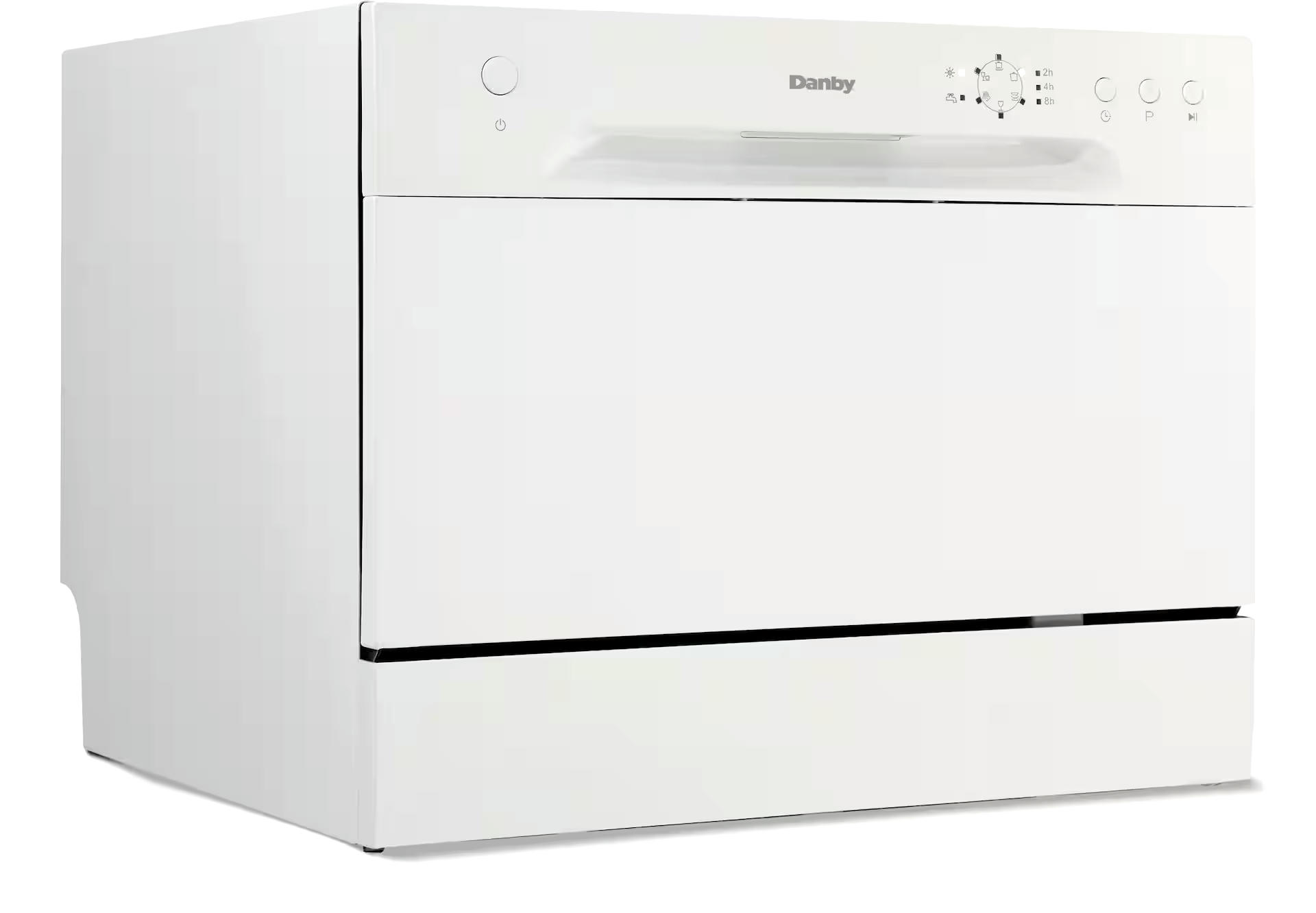 Danby Energy Star Portable Countertop Dishwasher, 6 Place Settings, Silverware Basket, 22-in, White