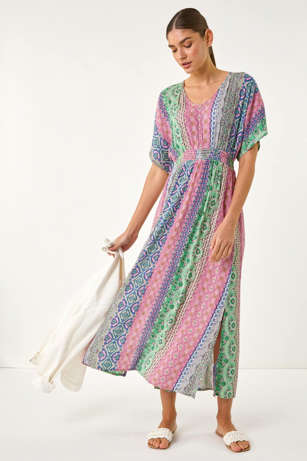 Roman Boho Stripe Maxi Dress