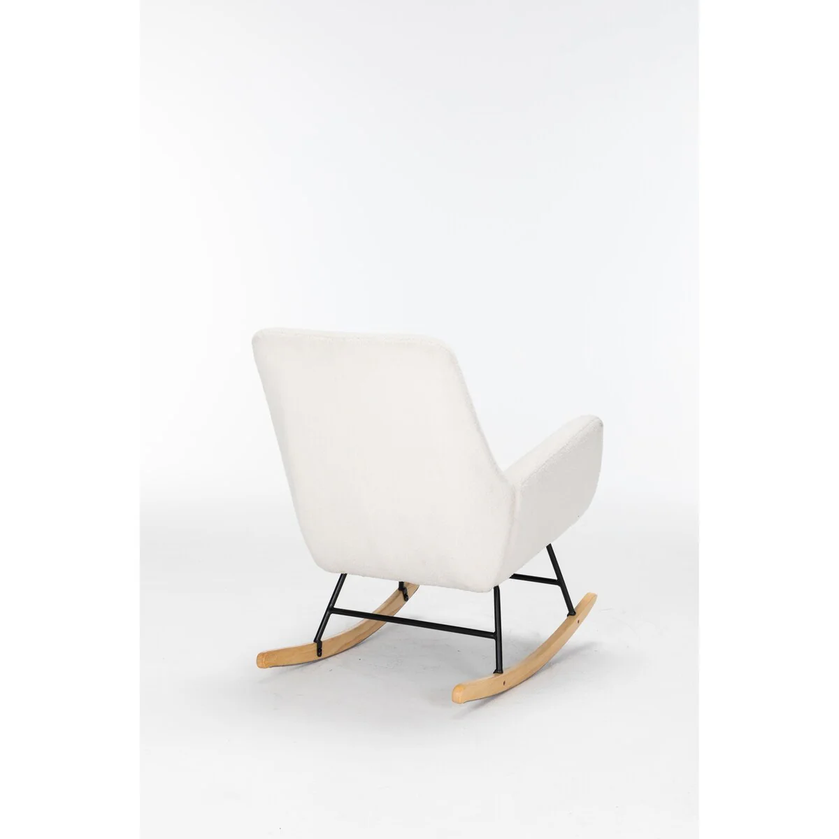 Accent Rocking Chair, Soft Teddy Fabric Glider Recliner with High Back, Sturdy Wood and Metal Frame for Living Room and Bedroom