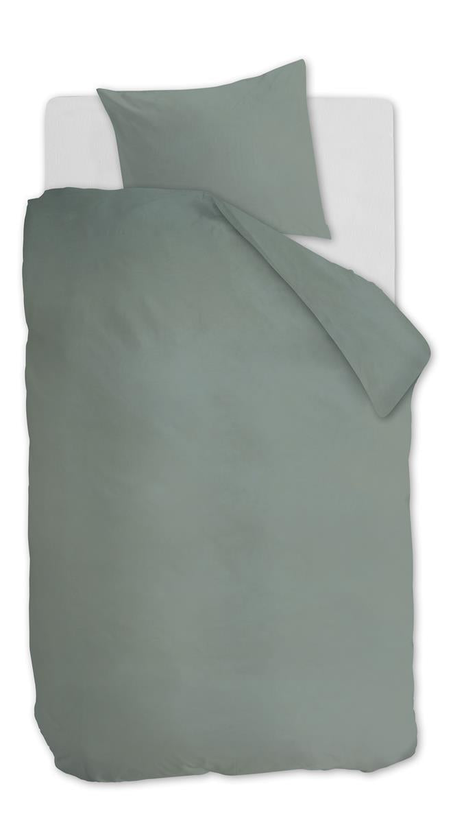 Ambiante Cotton Uni dekbedovertrek - Effen - Eenpersoons - 140x200/220 cm - Groen