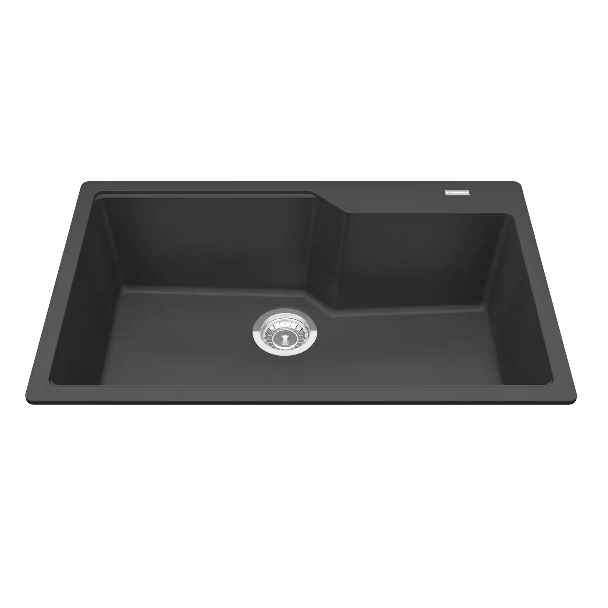 Kindred Urban Drop In Granite Single Bowl Kitchen Sink, 30.7-in x 19.69-in x 9.06-in, Matte Black