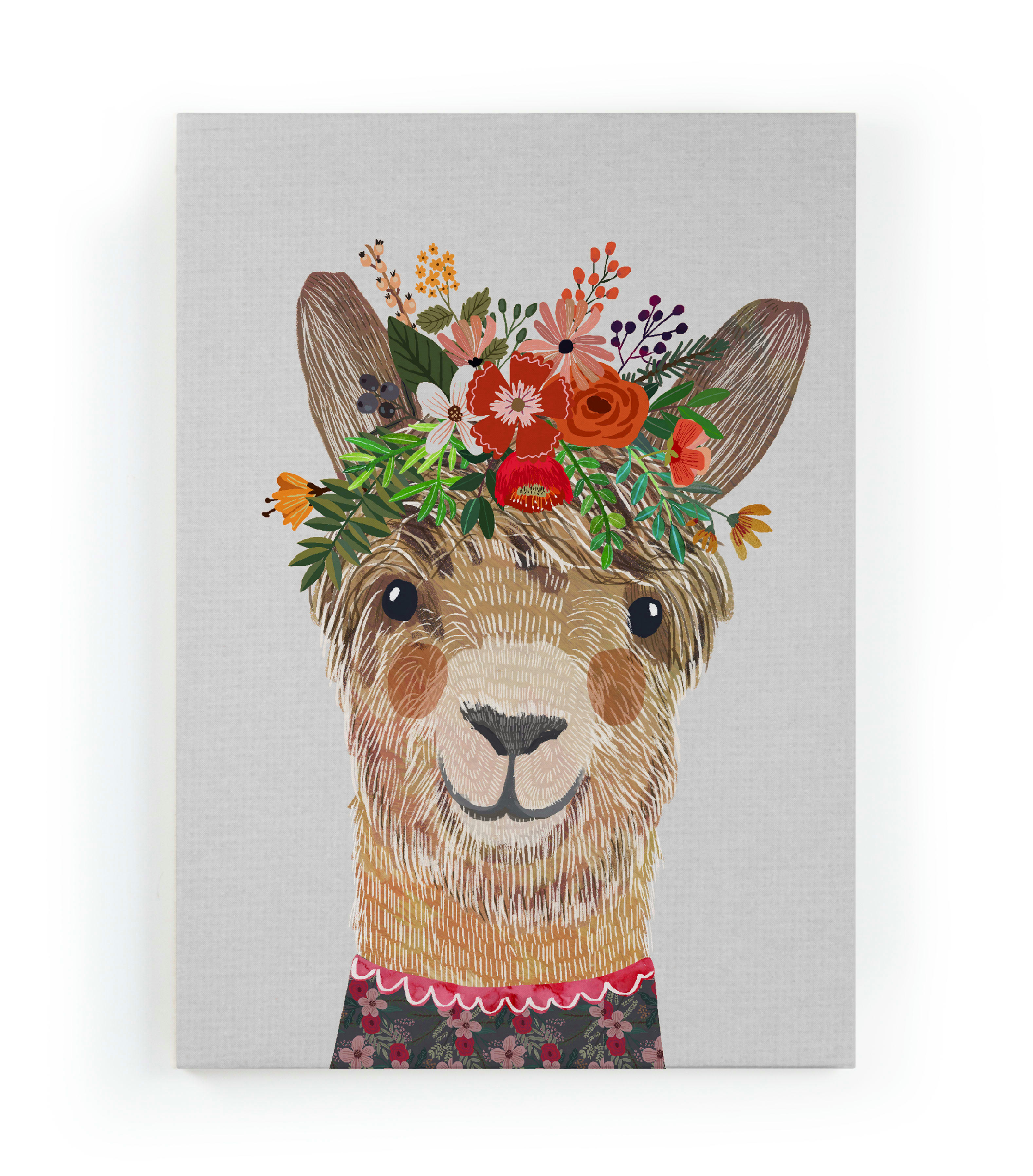 FLORAL LLAMA - Peinture sur toile 60x40Estampado Lamas florales