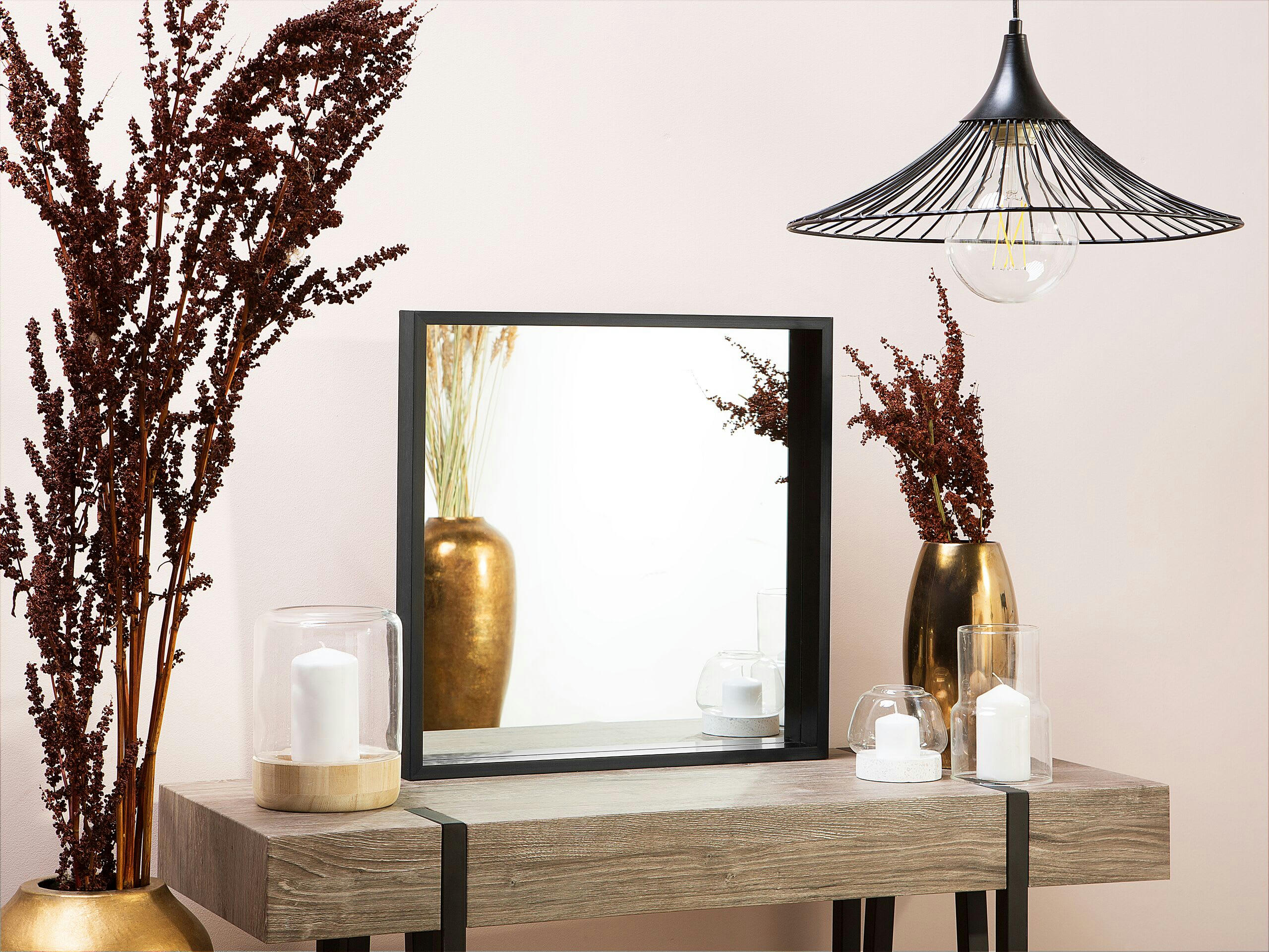 BRIGNOLES - Miroir en matériaux synthétiques noir 50x50