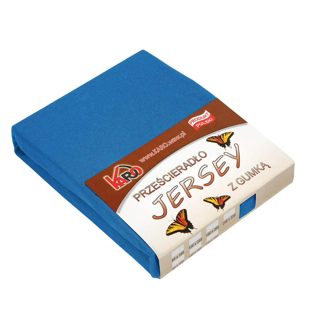 Prześcieradło jersey z gumką 200x220 chabrowe 032 KARO