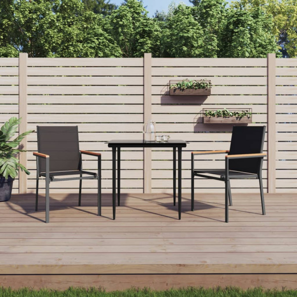 Krzesła ogrodowe 2 szt czarne 55x61,5x90cm Textilene i stal