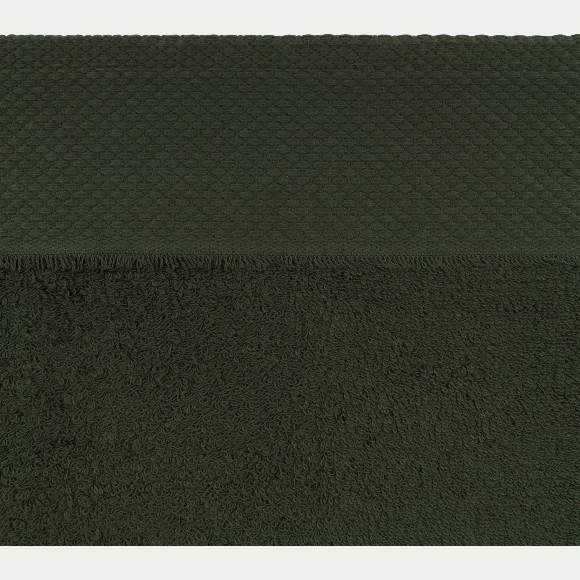 AZUR - Lot de 2 serviettes invités en coton peigné - vert cèdre 30x50cm
