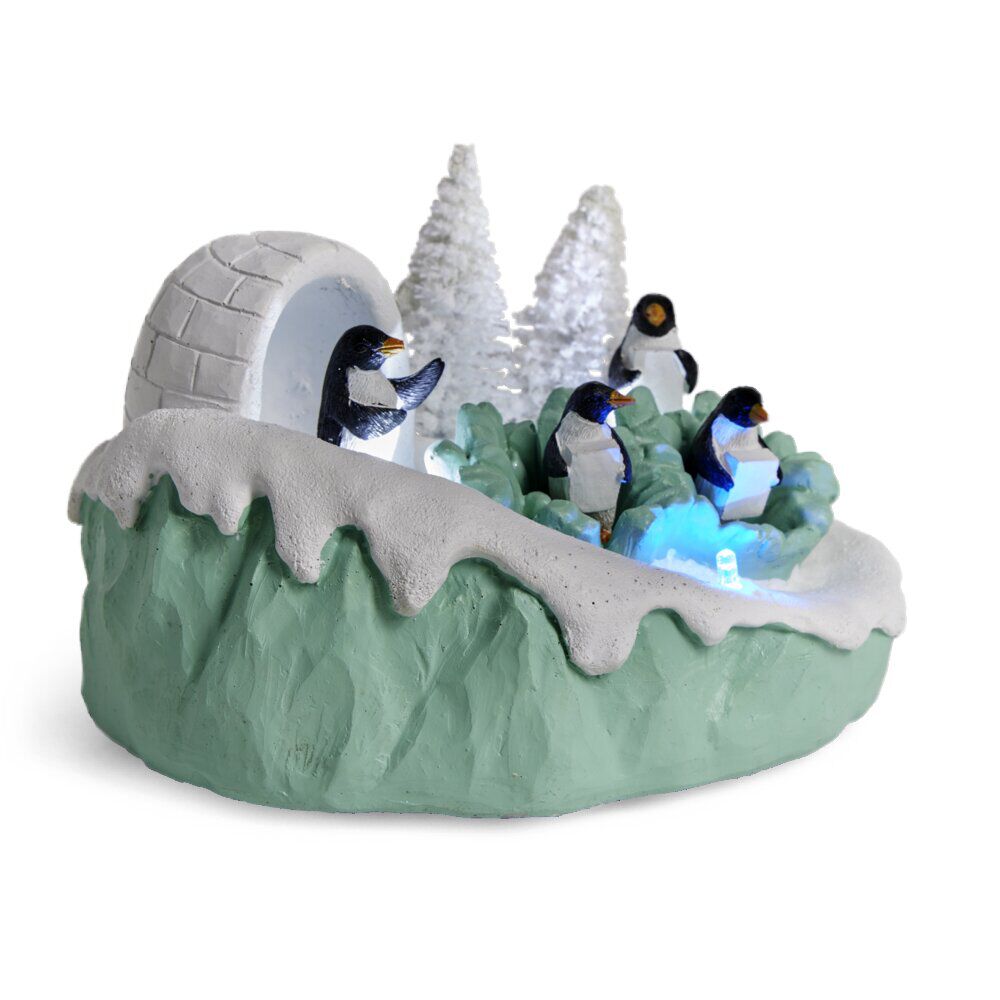 Scène lumineuse de No&euml;l banquise à piles H9cm