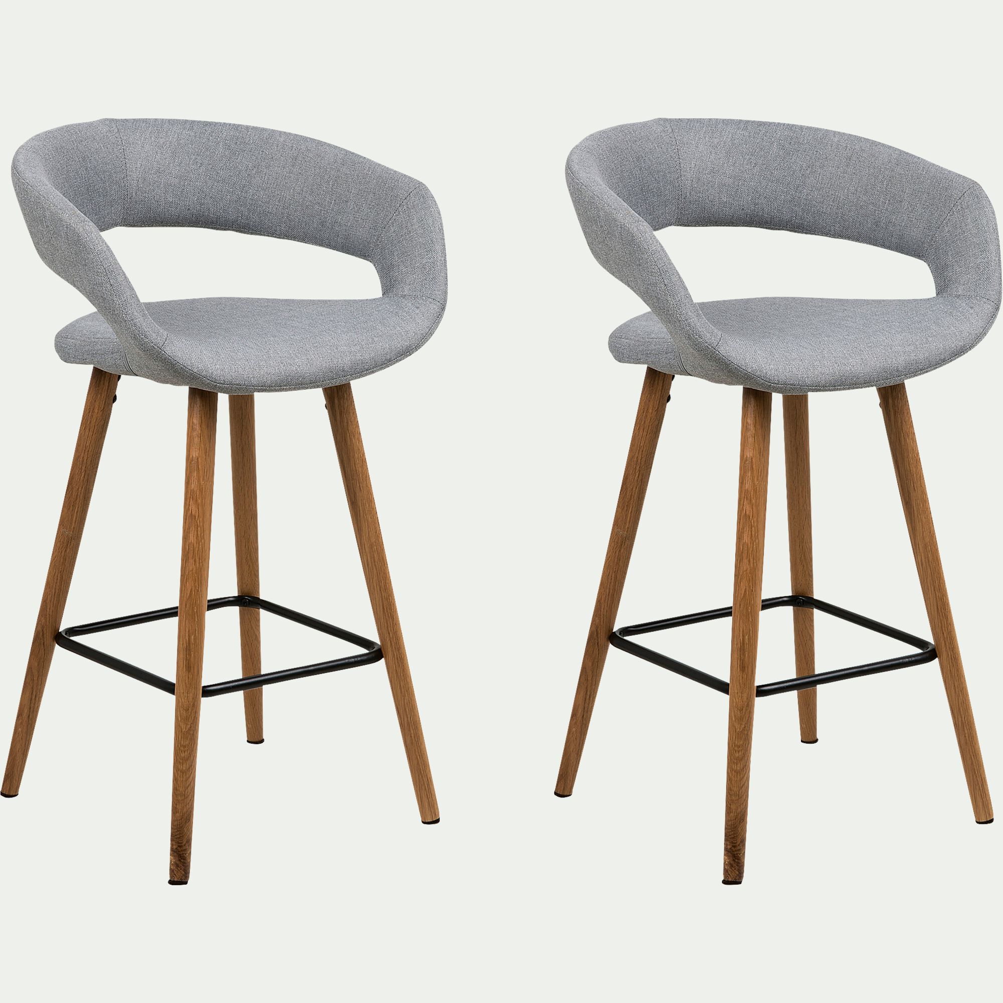 JOYAU - Chaise de bar en tissu avec accoudoirs H65,5cm - gris