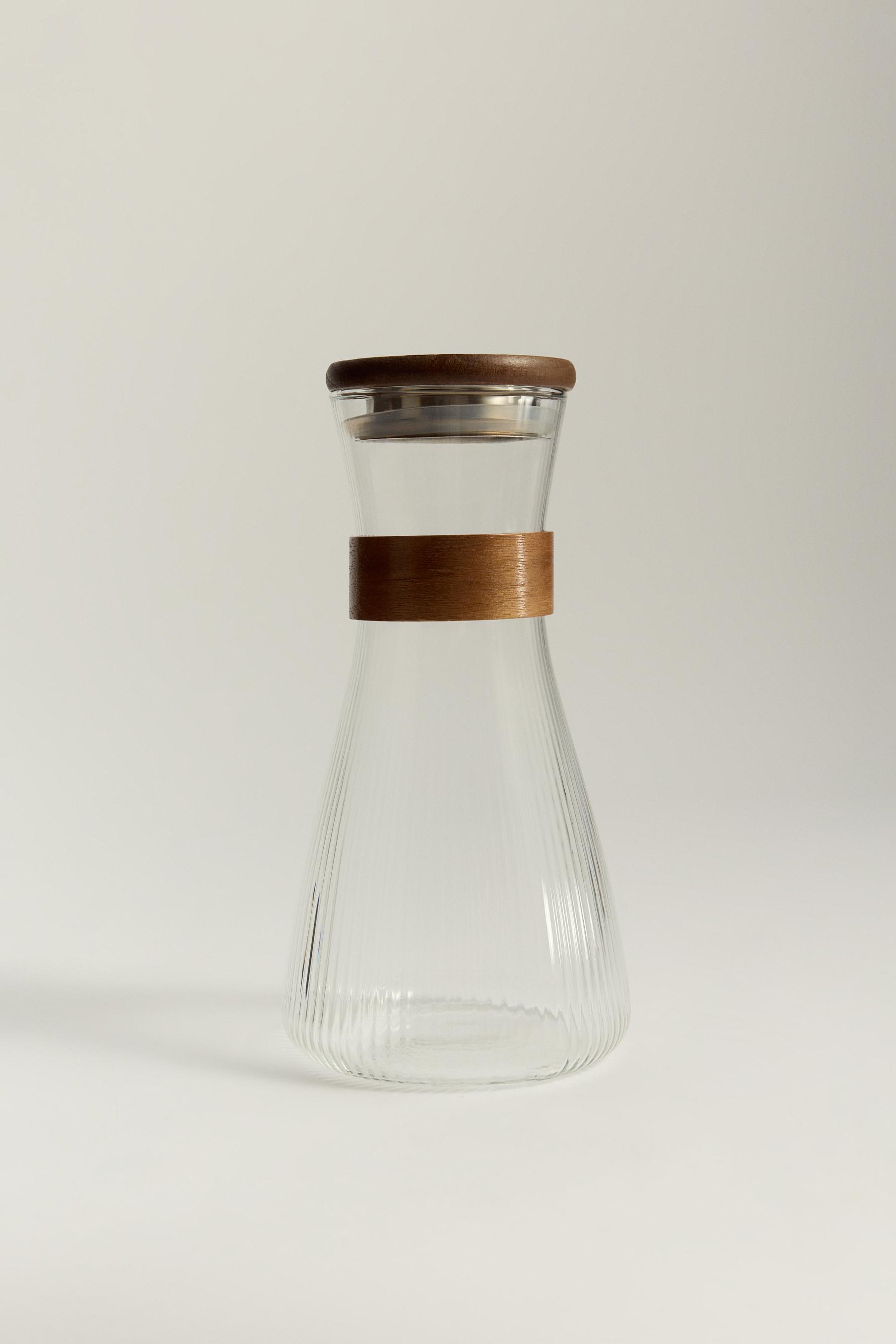 Jarra borosilicato anilla madera