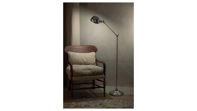 Lampa podłogowa Portland metalowa srebrna