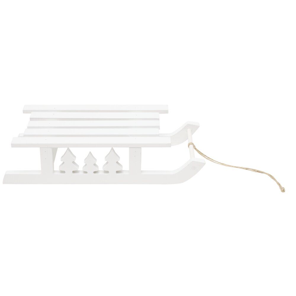 Luge décorative à poser en bois blanc 26x11xH6cm