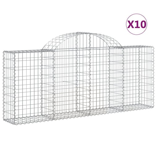NNEVL Arched Gabion Baskets 10 pcs 200x30x80/100 cm Galvanised Iron