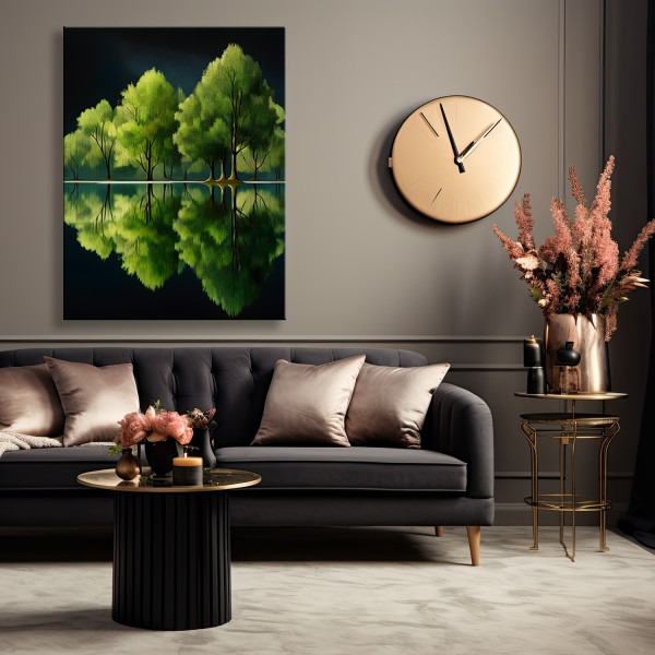 Feeby Obraz na płótnie, Zielony Las Jezioro Krajobraz 40x60