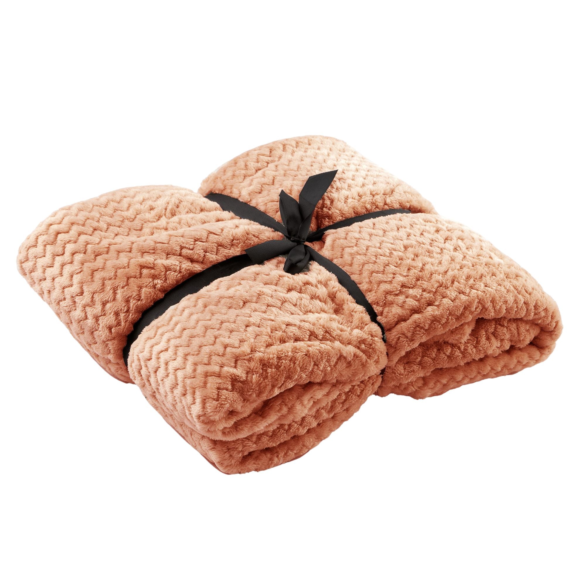 MARA - plaid 150x200 cm - superzachte deken - zigzagpatroon - Muted Clay - roze