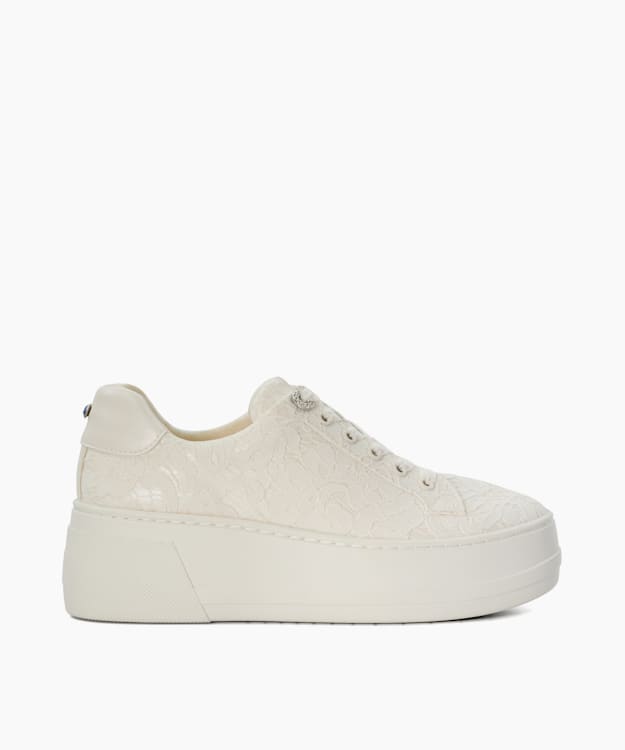 Embraced Ivory - Lace Detail Platform Trainer
