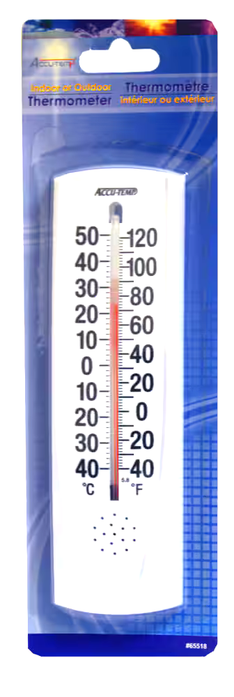 Accutemp Indoor/Outdoor Thermometer Celcius and Fahrenheit, White, 8-in