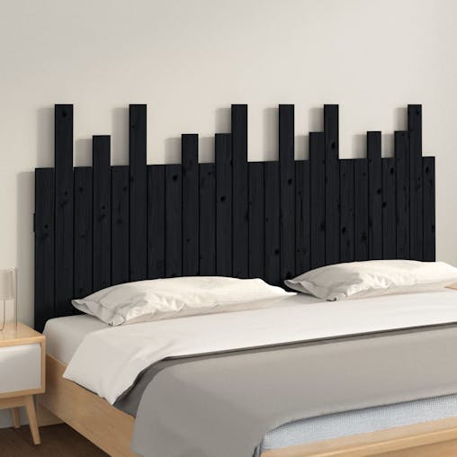NNEVL Wall Headboard Black 159.5x3x80 cm Solid Wood Pine